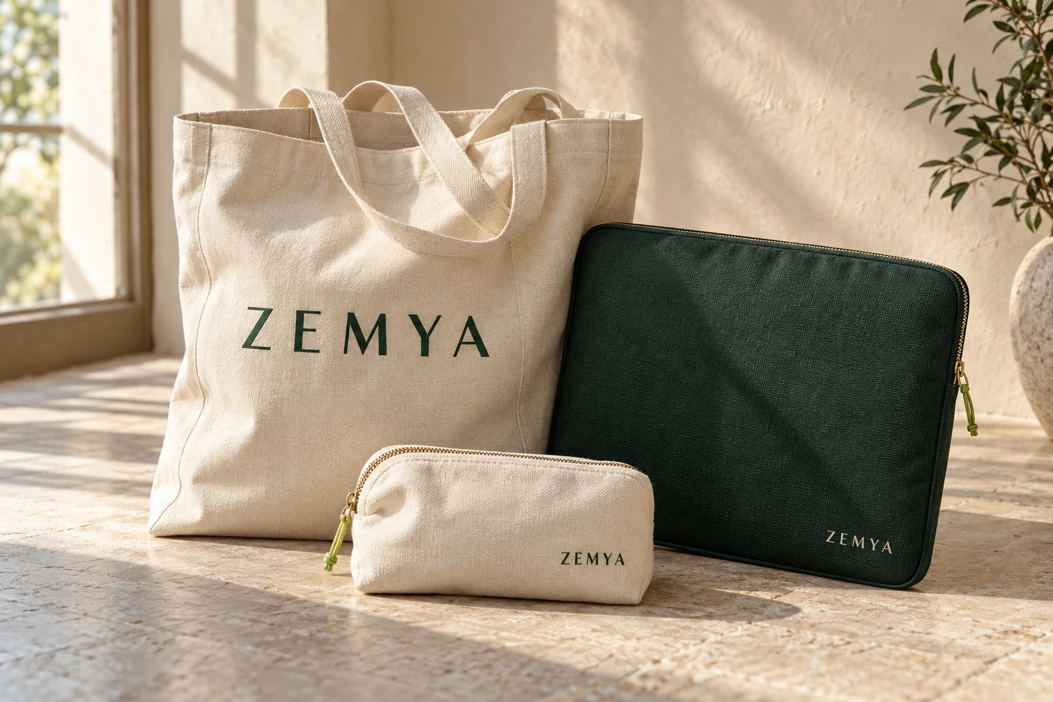 Draagtas, laptophoes en etui met ZEMYA